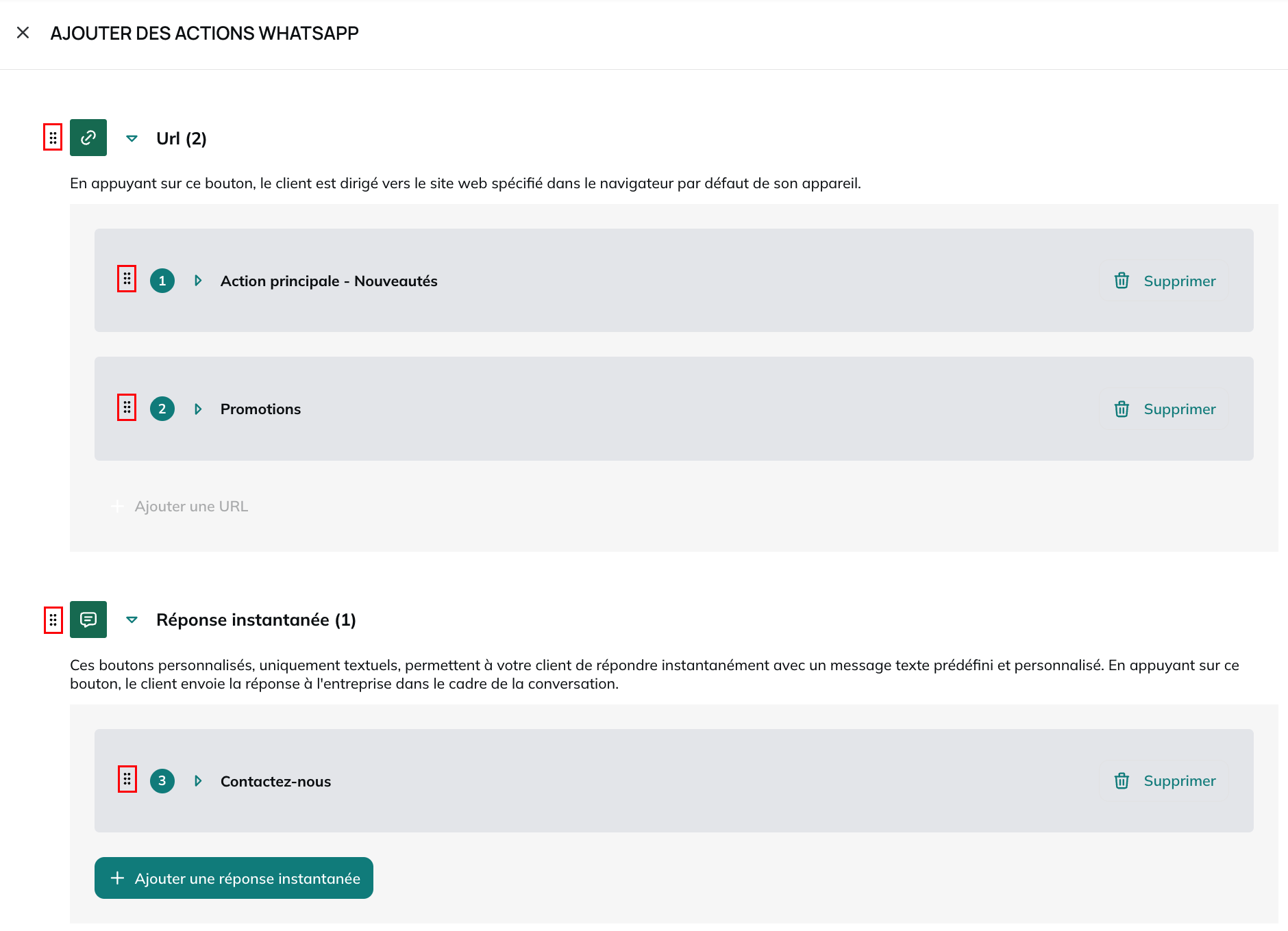 Actions WhatsApp