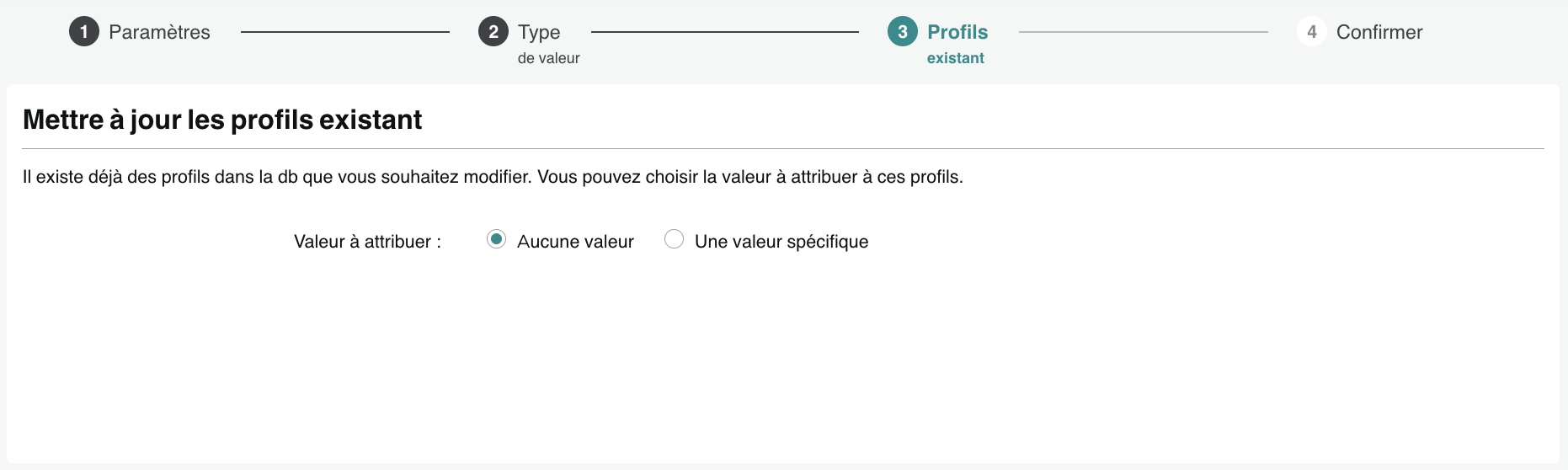 Profils existants
