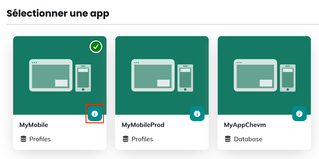 Sélectionner l'application