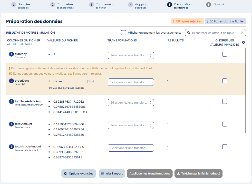 Simulation de l&#39;import