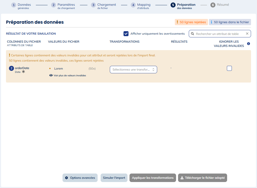 Simulation de l&#39;import