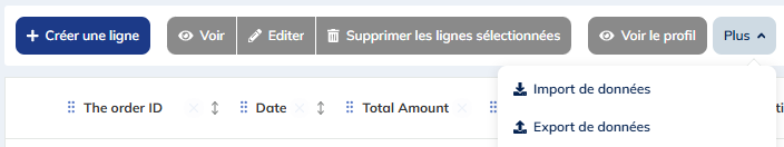 Bouton d&#39;import de données