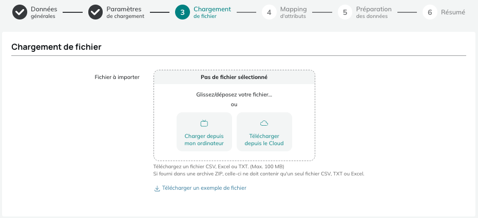 Etape Chargement du fichier