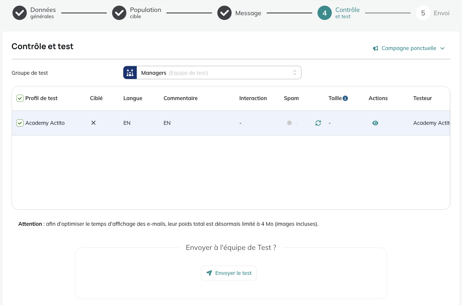 Utiliser une équipe de test