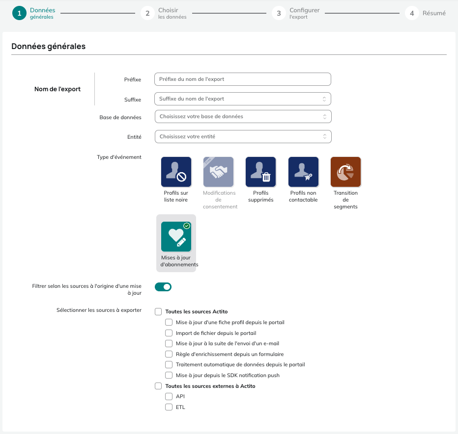 Filtre sur les sources d'abonnements