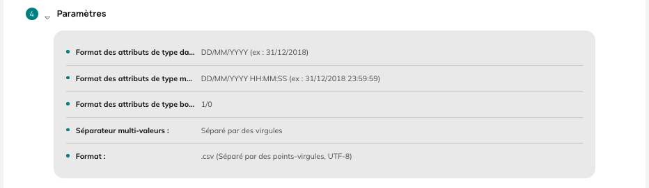 Paramètres