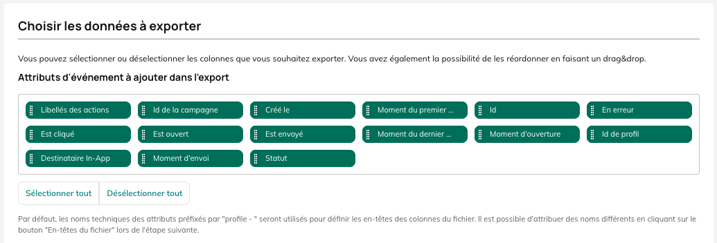 Attributs d'événements in-app
