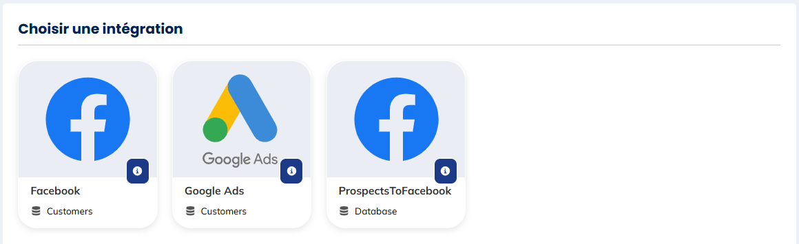 Intégrations disponibles