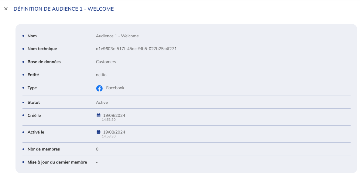 Définition d&#39;une audience