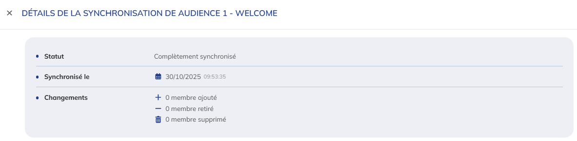 Détails de la synchronisation