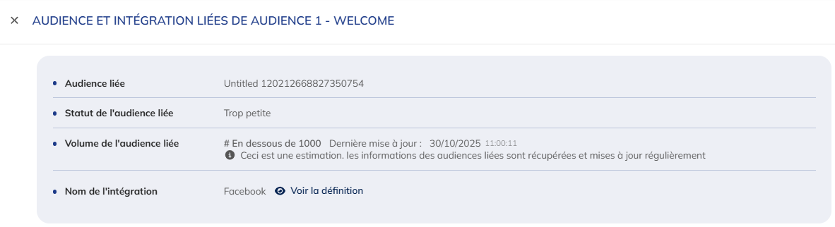 Voir le statut des audiences Facebook
