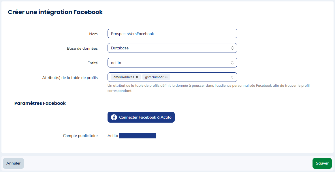 Sauver la configuration