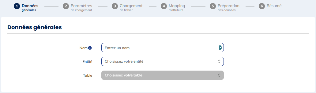 Etape de données générales