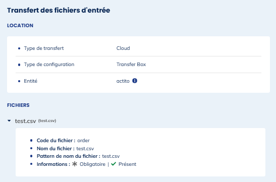 Transfert des fichiers d&#39;entrée