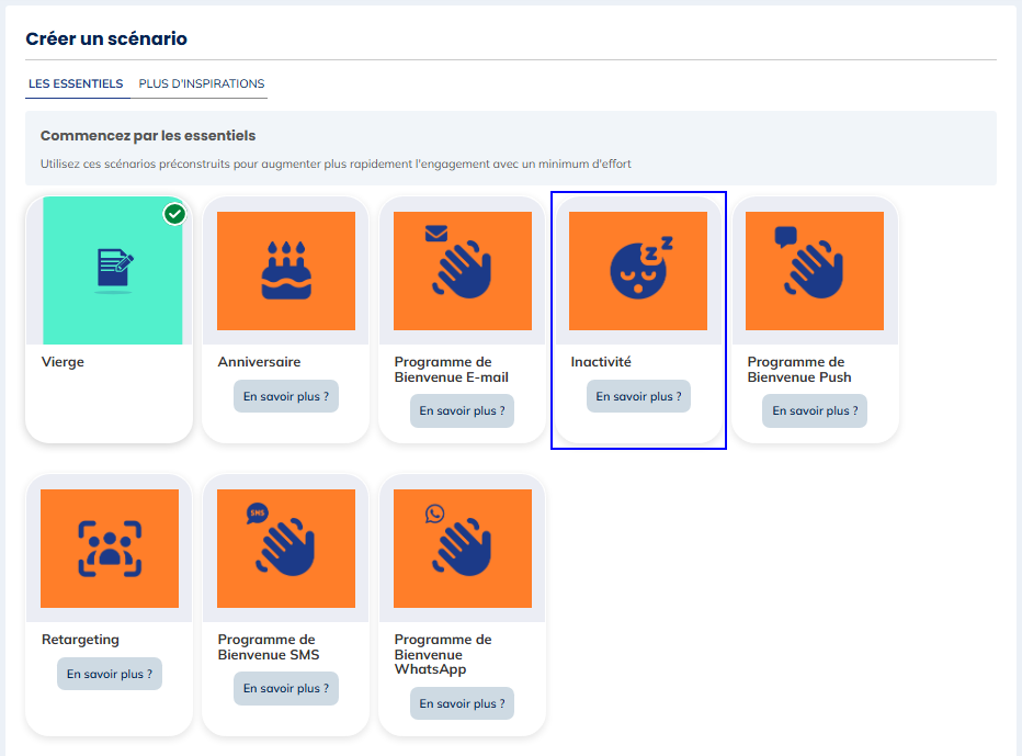 Template d&#39;Inactivité