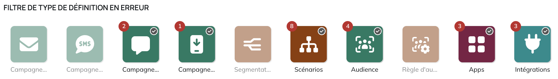 Filtrer les canaux ou modules