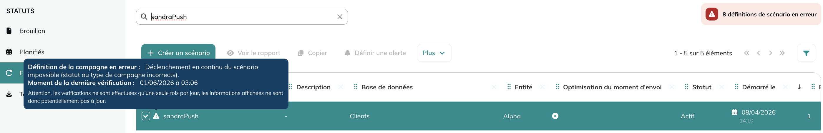 Voir les alertes
