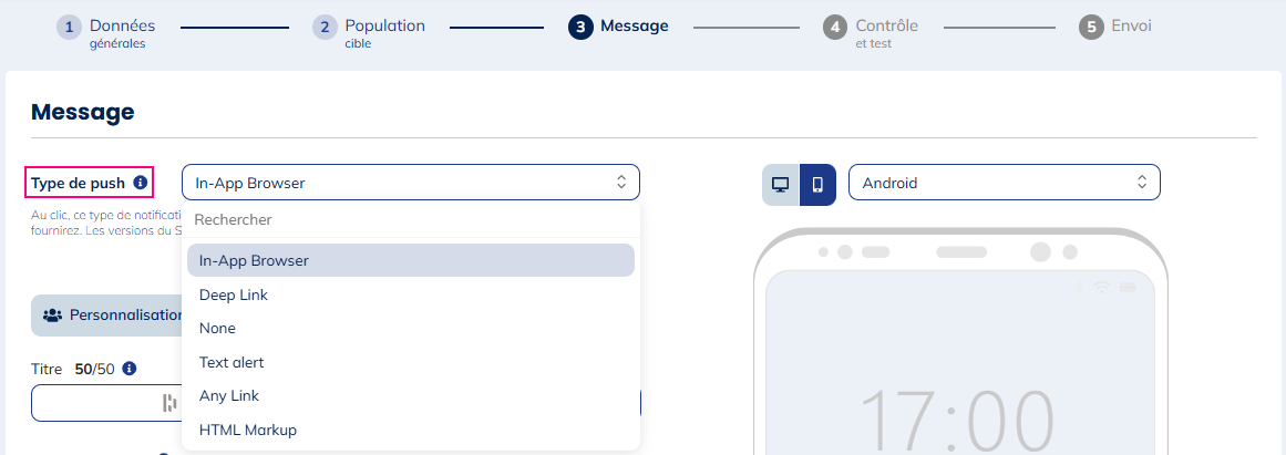 Type de notification