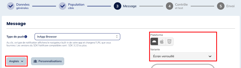 Langue et prévisualisation