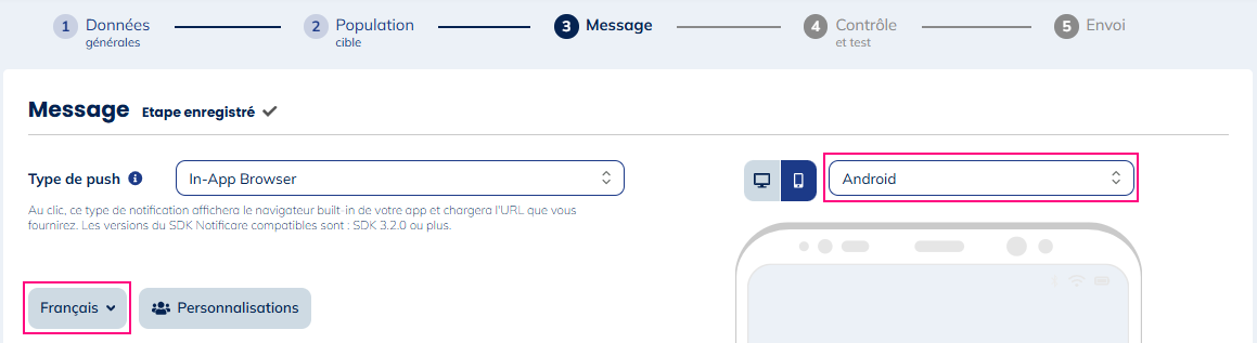 Langue et prévisualisation