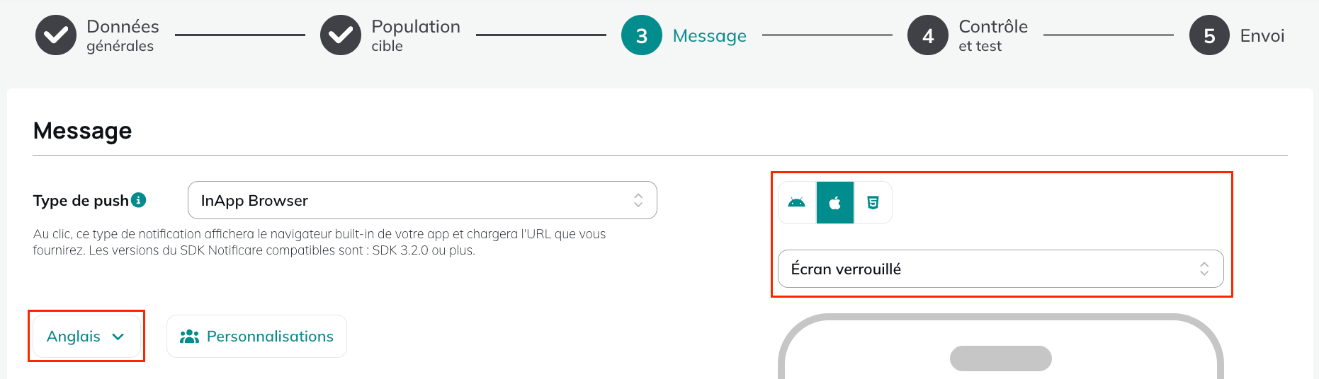 Langue et prévisualisation