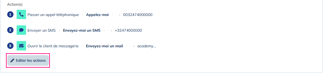 Editez les actions