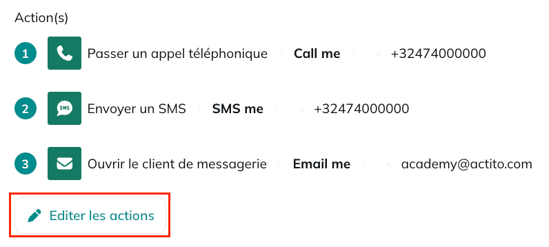 Editez les actions