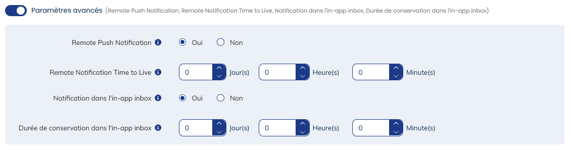 Paramètres avancés