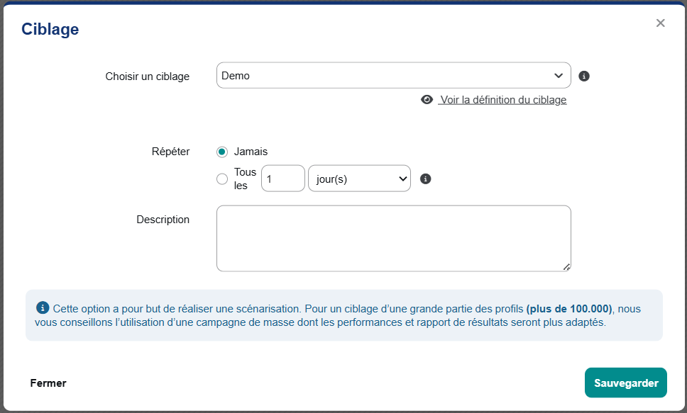 Paramètres du bloc ciblage