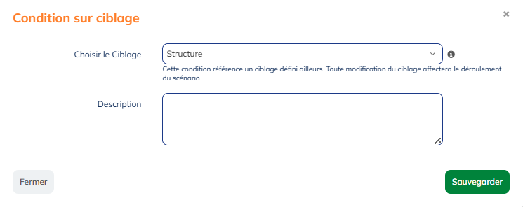 Paramètres du bloc condition sur ciblage