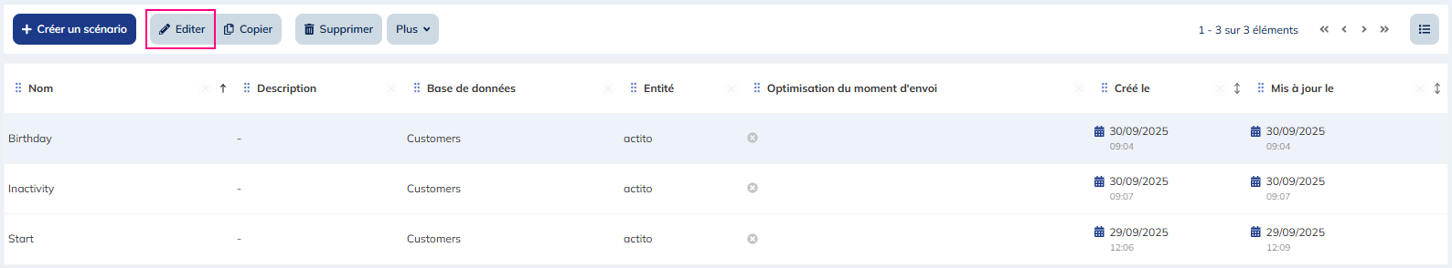 Editer un scénario
