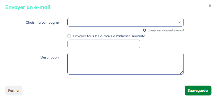 Paramètres du bloc envoyer un e-mail