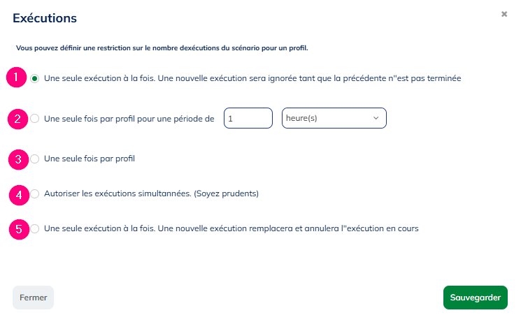 Nombre d&#39;exécutions