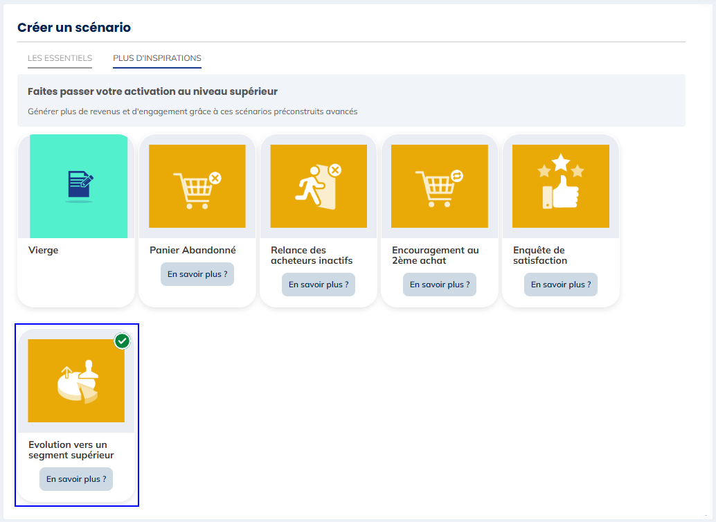 Template Evolution vers un segment supérieur