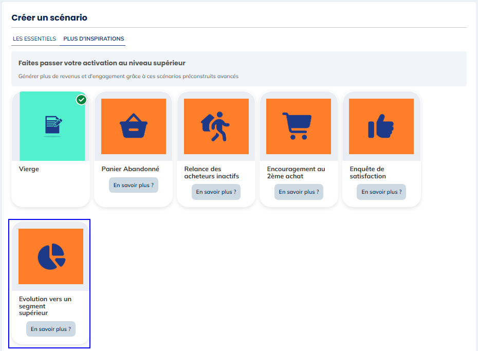 Template Evolution vers un segment supérieur