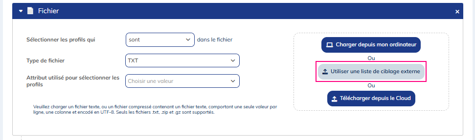 Liste de ciblage externe