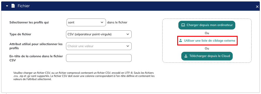 Liste de ciblage externe