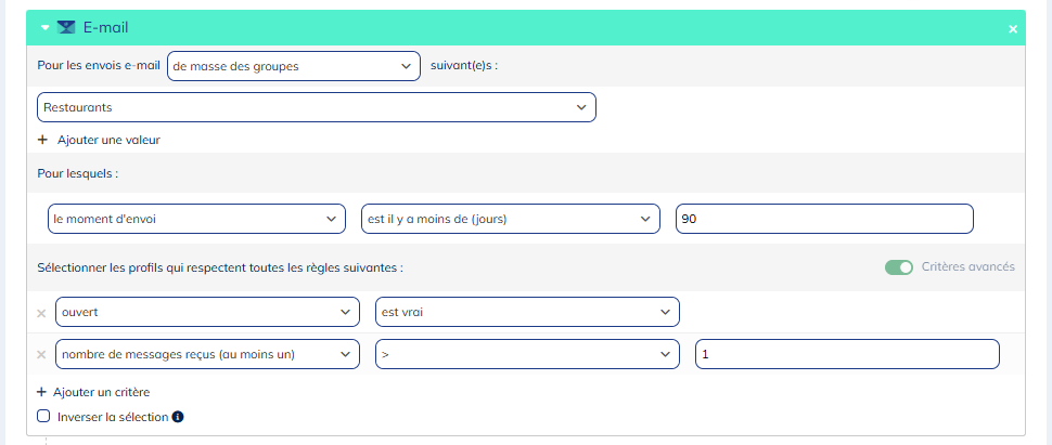Combinaison de critères