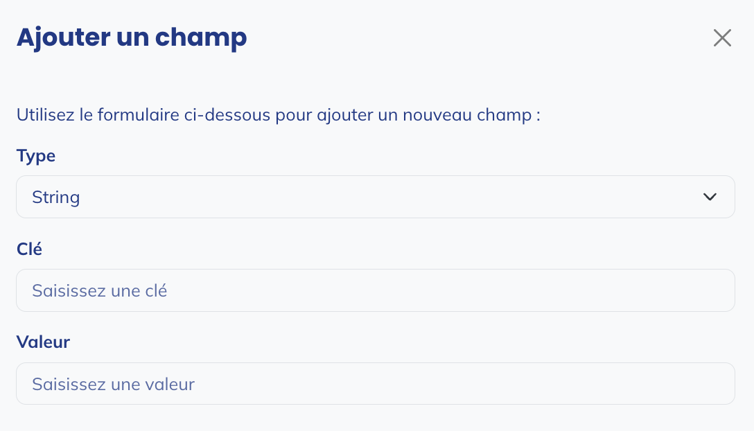 Formulaire d'ajout de champ