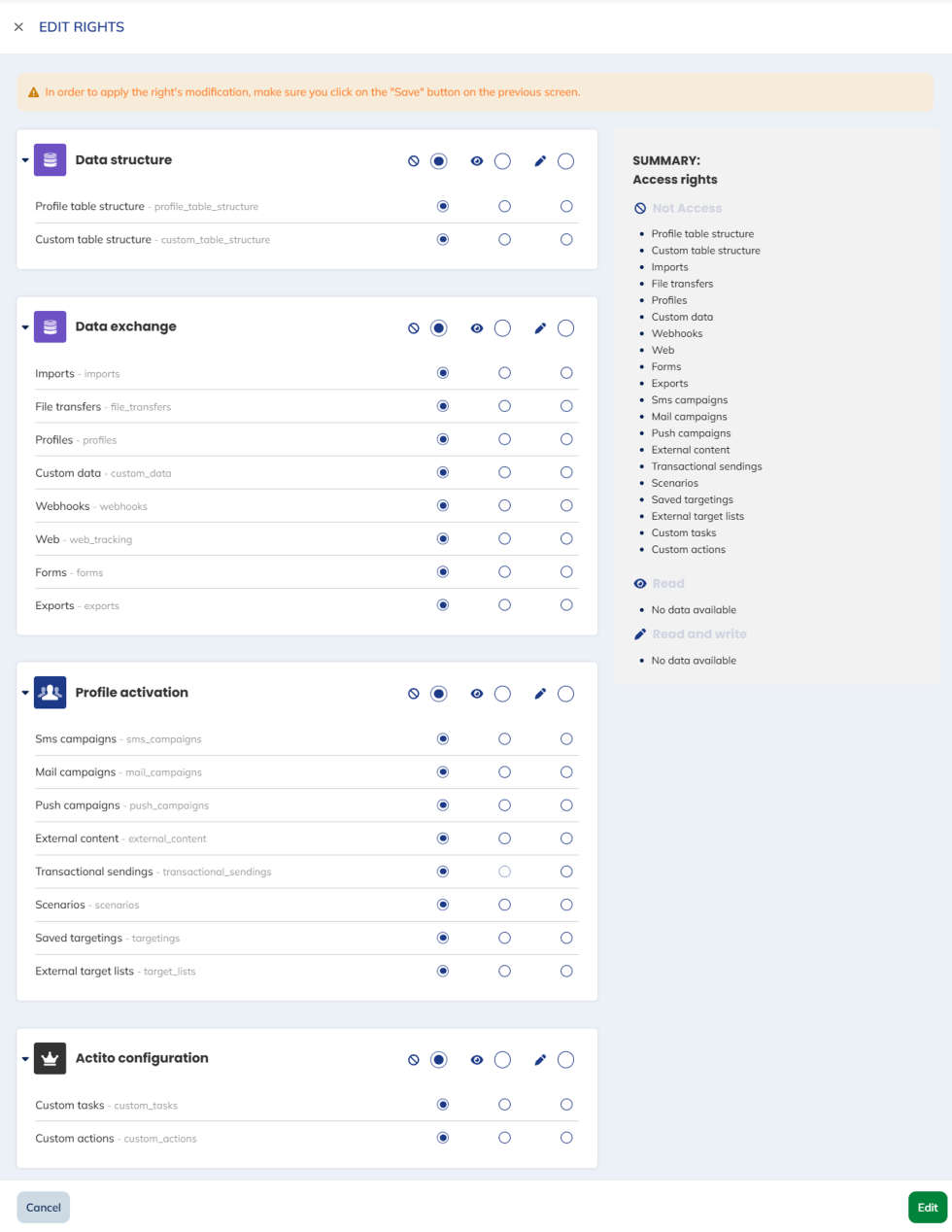 Actito configuration