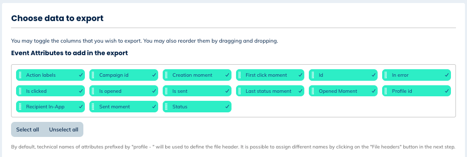 In-App event attributes