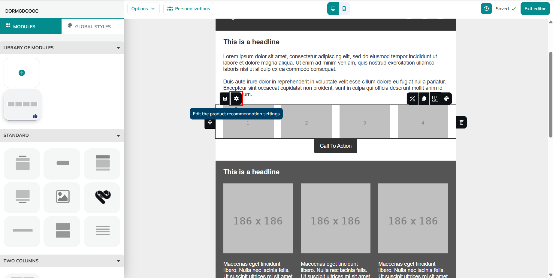 Edit product recommandations
