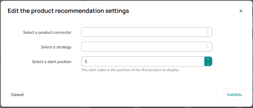 Product recommendations settings