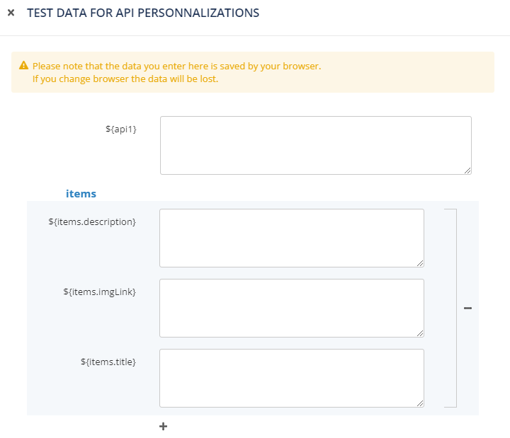 Test data for API personalizations