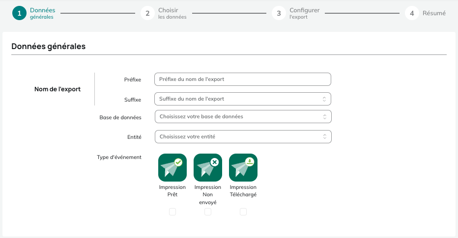 Tipos de eventos para las exportaciones de Actividades de impresión, Actividades de campañas telefónicas y Actividades de campañas sociales