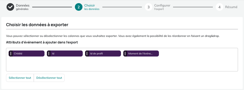 Datos para las exportaciones de Modificaciones sobre los devices, los datos vinculados, las interacciones y los referenciales
