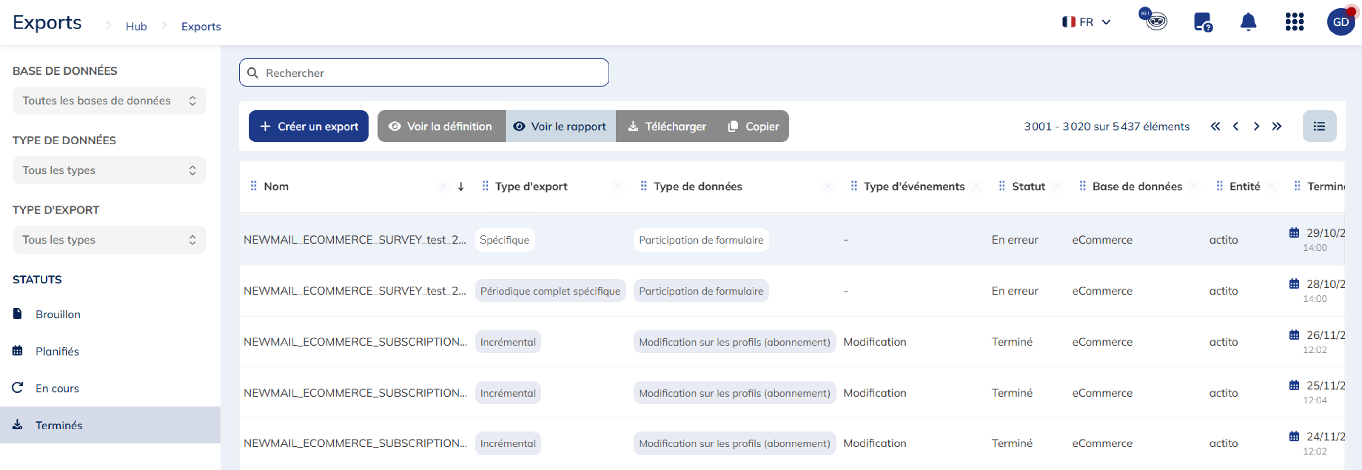 Exports spécifiques